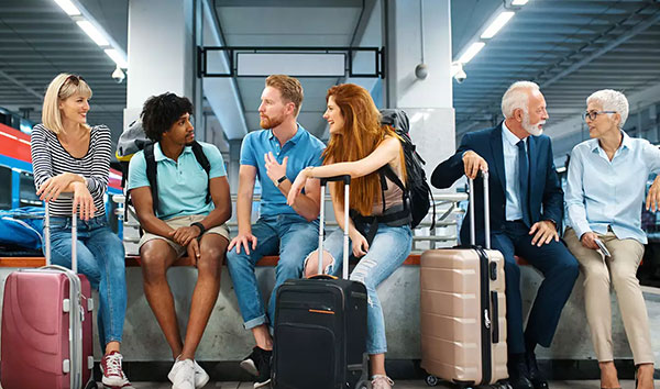 Menschen am Bahnhof